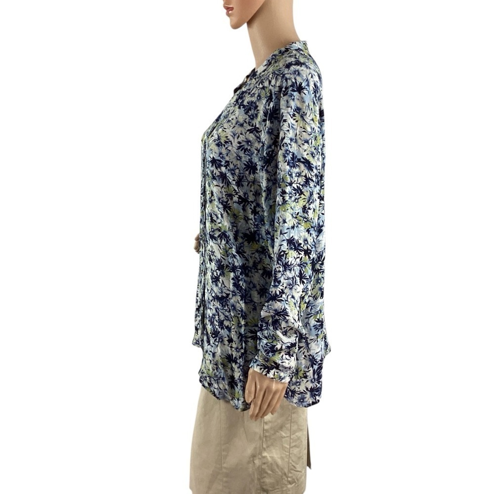 J.Jill Floral Button Front Blouse Blue Multi Size M - Picture 4 of 7